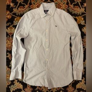 Vineyard Vines Blue and White Striped Classic Fit Whale Shirt Button Down Men XS